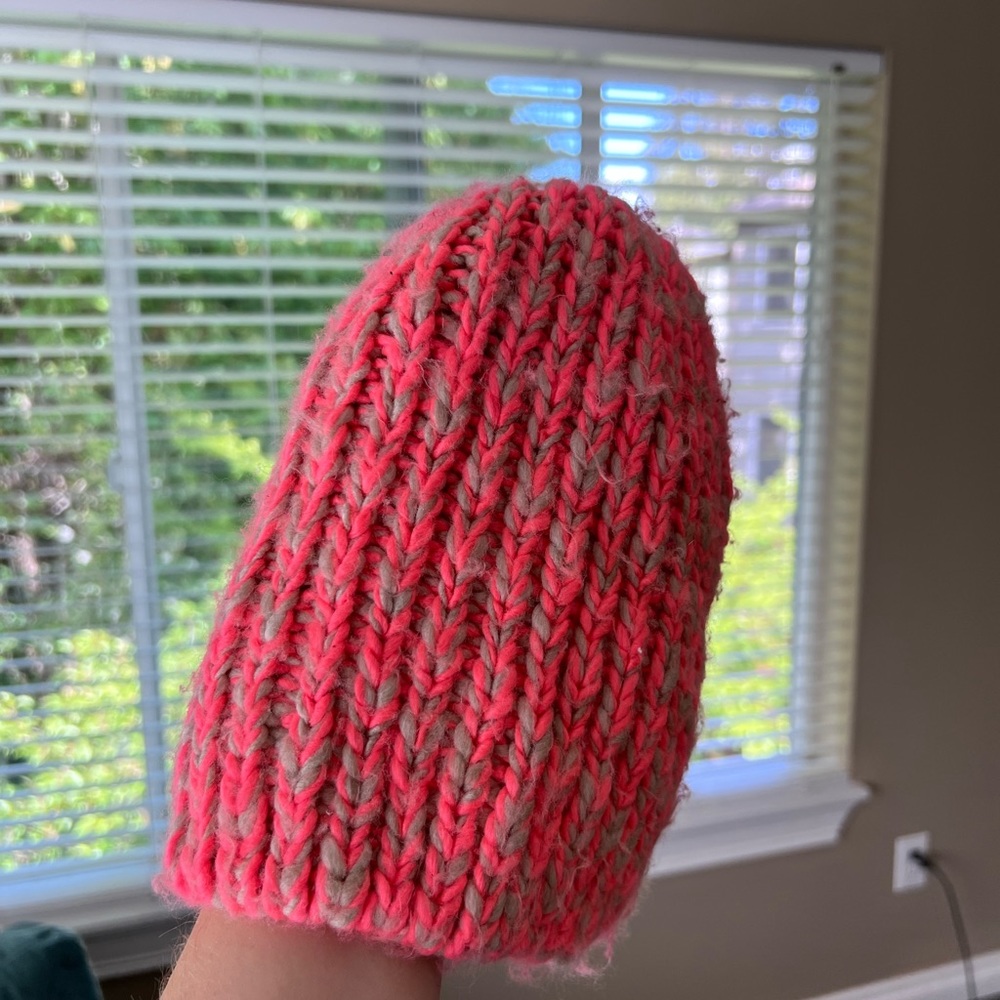 Handmade pink hat.